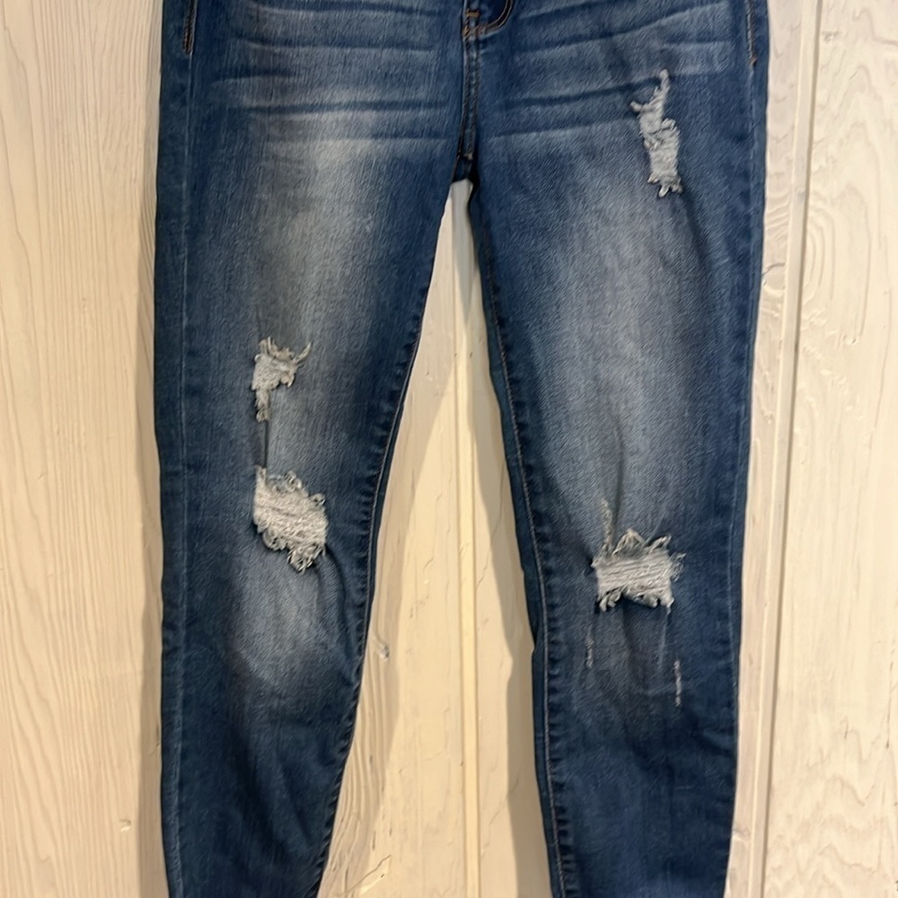 Judy Blue Jeans Cropped Distressed Blue Wash Size 25 - Picture 5 of 14